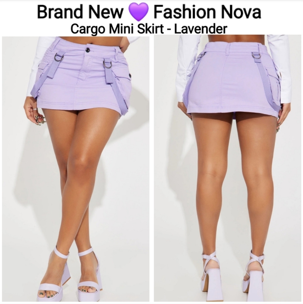 Fashion Nova Lavender Cargo Mini Skirt, Size L